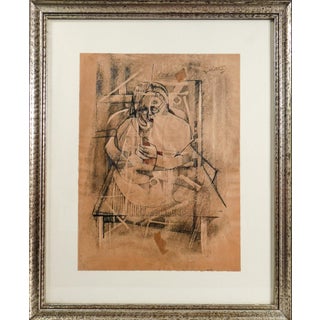Alfredo Billetto, Figure, 1961, Mixed Media on Paper, Framed For Sale