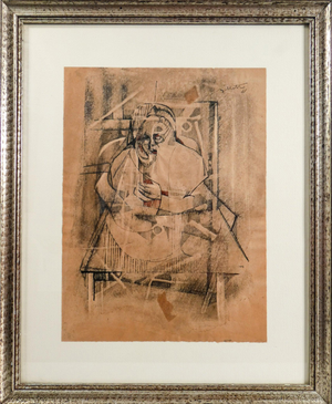 Alfredo Billetto, Figure, 1961, Mixed Media on Paper, Framed