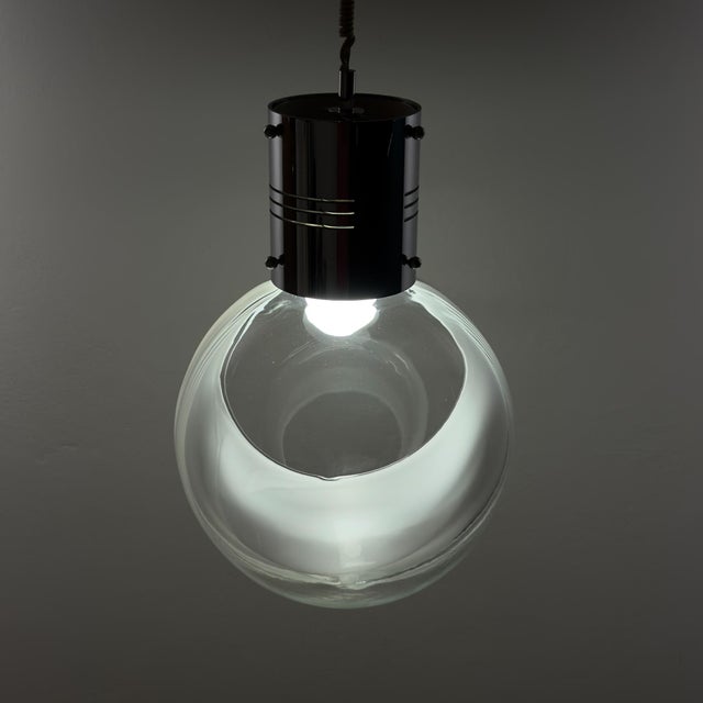 Silver Vintage Membrane Pendant Lamp by Toni Zuccheri for Venini, Italy, 1960s For Sale - Image 8 of 18