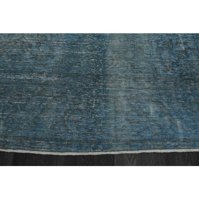Textile 1970s Vintage Persian Handmade Wool Cotton Blue Area Rug For Sale - Image 7 of 11