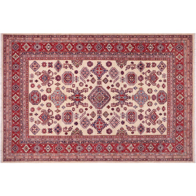Southwestern Super Kazak Beige/Red Wool Rug - 8'1'' X 9'7'' For Sale - Image 10 of 10