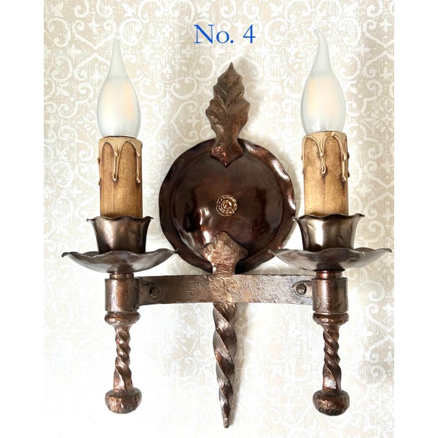 Antique Bronze Metal Spanish Revival Sconce For Sale - Image 9 of 13