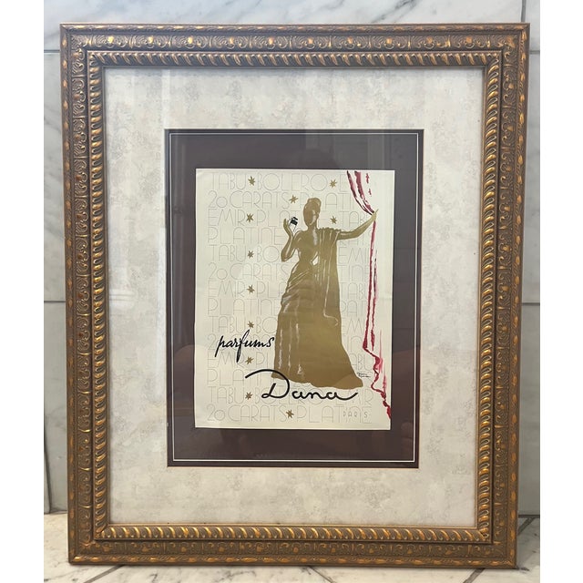 Mid-Century Modern Vintage Dana Perfume Ad From France - Framed For Sale - Image 3 of 7