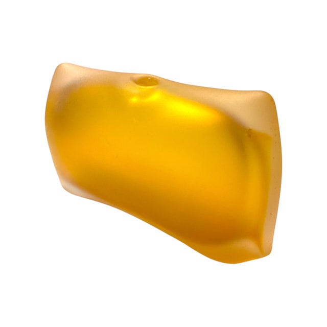 Adam Aaronson England Modern Organic Art Glass Orange Frosted Pillow Vase For Sale - Image 9 of 12