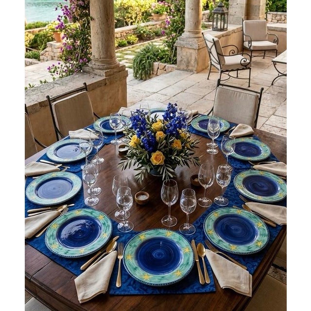 Mint Vintage Italian Faience Starfish Coastal Ceramic Plates - Set of 9 For Sale - Image 8 of 9