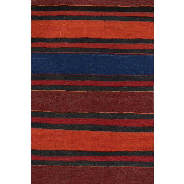 Rug & Kilim Vintage Shahsavan Persian Kilim in Red, Blue and Brown Stripes - Rug & Kilim For Sale - Image 4 of 8