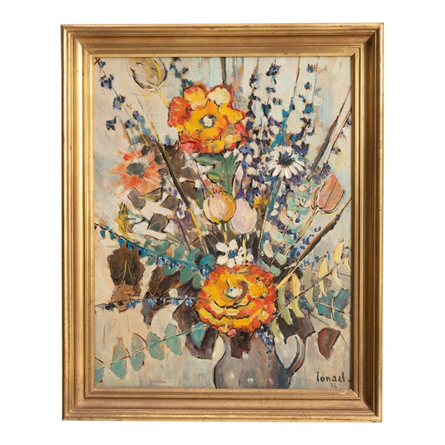 1970s France Orange Wood Painting For Sale