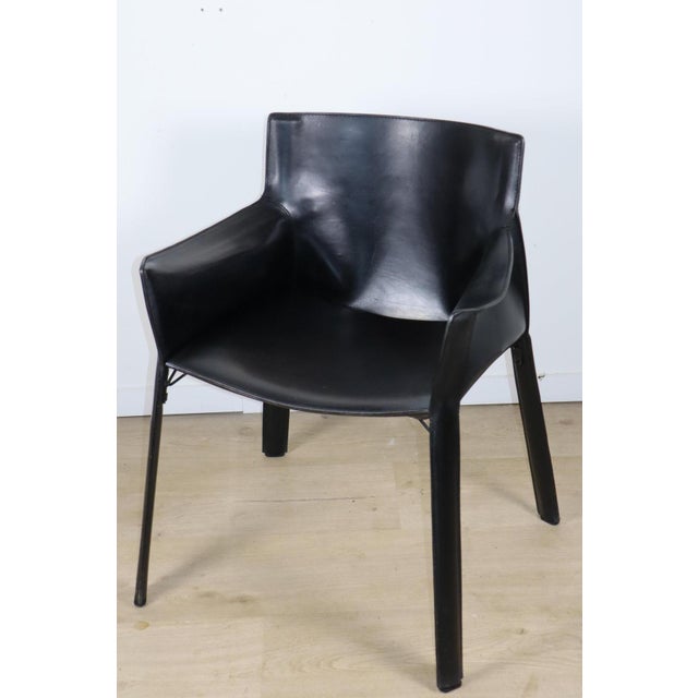 Mid-Century Modern Vintage Black Leather Armchair, 1980s For Sale - Image 3 of 18