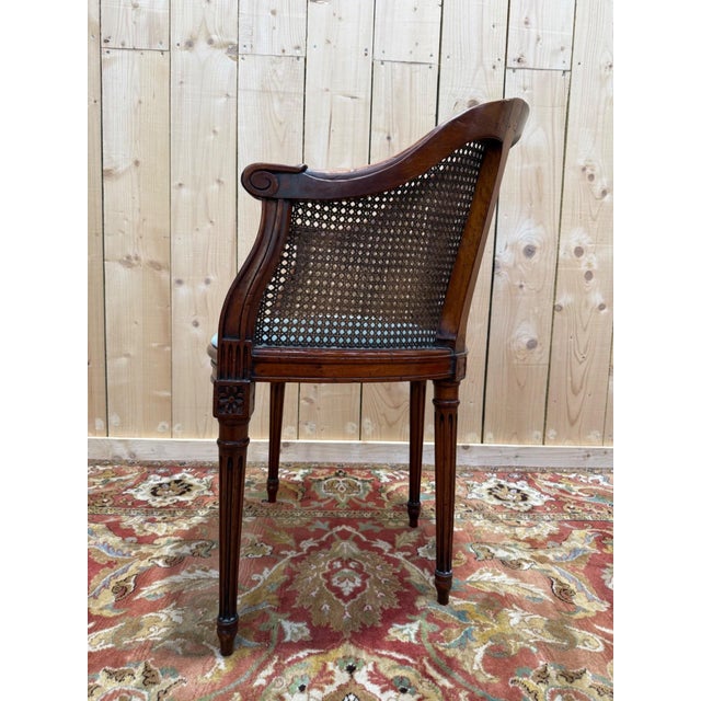 Louis XVI Style Stained Wood Desk Chair with Cane Seat, 19th Century For Sale - Image 3 of 7