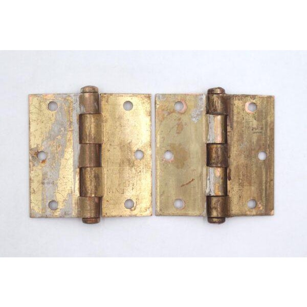 These butt door hinges are made of brass plated steel with flat tips, five knuckles, and a template hole pattern. Made by...