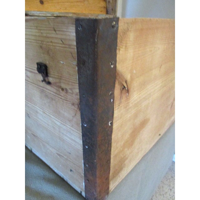 1930s Vintage Swedish Birchwood Curved Top Metal Trimmed Blanket Chest For Sale - Image 9 of 13