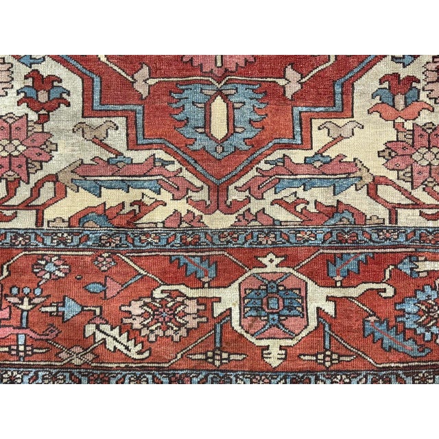 Antique Persian Serapi Rug 10’4” X 12’0" For Sale - Image 11 of 18