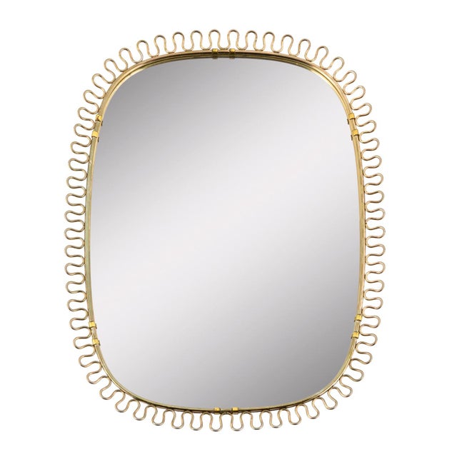 Metal Wall Mirror with Brass Loop Frame by Josef Frank for Svenskt Tenn, Sweden, 1960s For Sale - Image 7 of 7