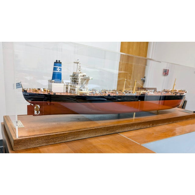Rare Museum Quality Tanker Ship Model in Display Case Titled "Mv Captain Gregos" For Sale - Image 12 of 18