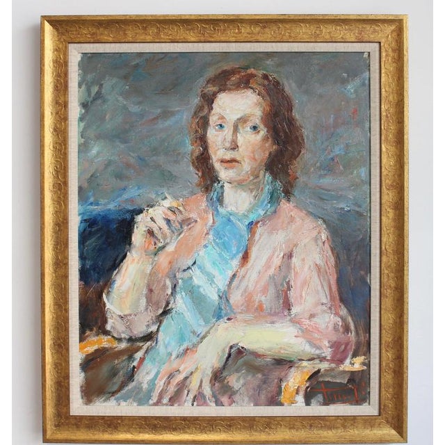 Carlo Striccoli, Woman Alone with Her Thoughts', 1960s, Oil on Canvas For Sale - Image 3 of 18