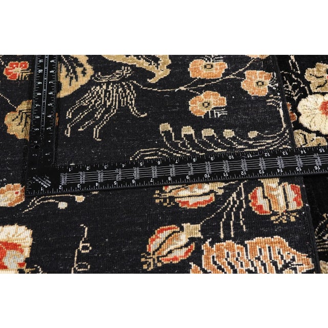 Textile Vintage Black Pakistani Tabriz Rug, 10'03 X 13'06 For Sale - Image 7 of 10