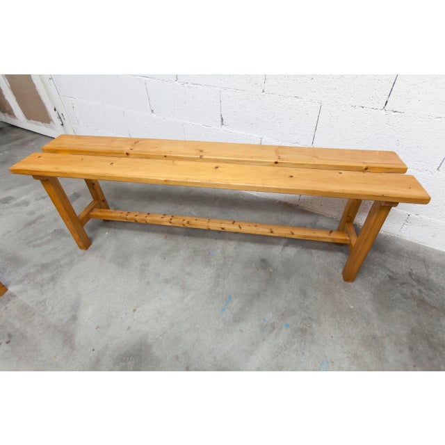 Vintage Benches and Stools in Mountain Pine, 1970, Set of 4 For Sale - Image 17 of 18