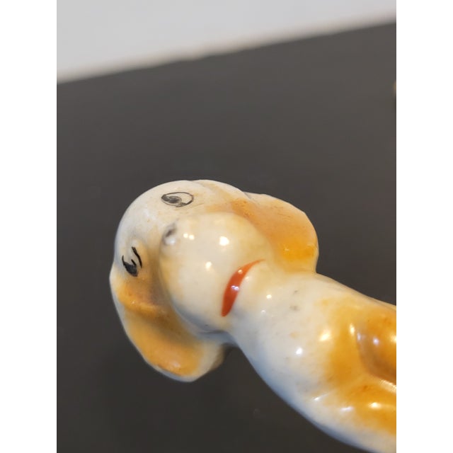 Ceramic 1970s Miniature Porcelain Japanese Dog Figurine For Sale - Image 7 of 10
