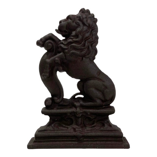 Substantial Vintage Cast Iron Lion Doorstop For Sale