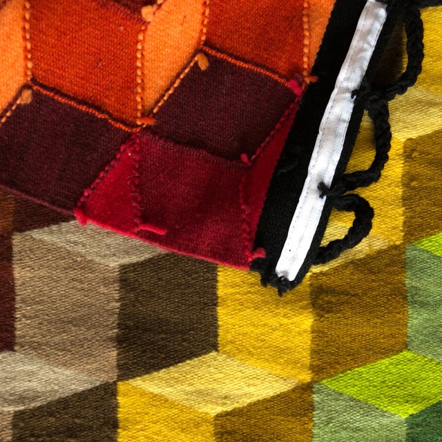 Geometric Multicolored Handwoven Tapestry Art For Sale In Atlanta - Image 6 of 7