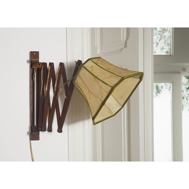 Mid-Century Modern Mid-Century Modern Scissor Wall Lamp in Green Velvet, 1950s For Sale - Image 3 of 11