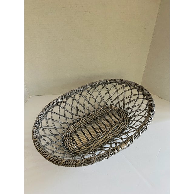 Large Vintage Twisted Metal Silver Bread Basket For Sale - Image 4 of 5