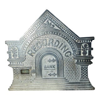 Rare Antique the National Dime Recording Bank Cast Iron Still Bank 1890's For Sale