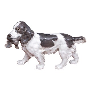 Vintage Bing & Grøndahl #2061 Spaniel With Game Bird Porcelain Figurine For Sale
