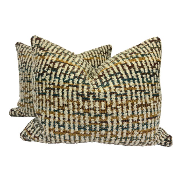 Osborne & Little "Caraballo Zemu" in Cream/Spice 16"x20" Pillows-a Pair For Sale