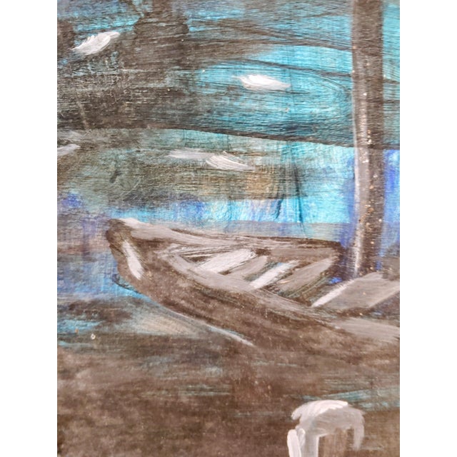 Post Impressionist Signed 1995 Haunting Male Portrait on Board Painting, Unframed For Sale - Image 3 of 7