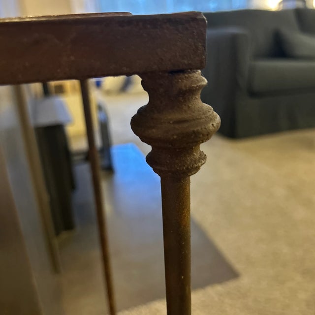 1980s 1980s Two Tier Vintage Italian Wrought Iron and Tile Side Table or Plant Stand. For Sale - Image 5 of 5