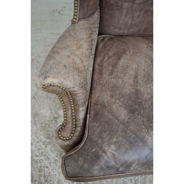 Ralph Lauren Leather Chippendale Wing Chair For Sale In Philadelphia - Image 6 of 18