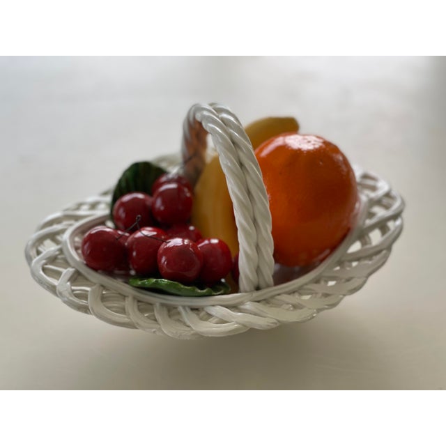 Vintage Italy Bassano Pottery Fruit Bowl With Braided Rim & Handle For Sale - Image 11 of 13