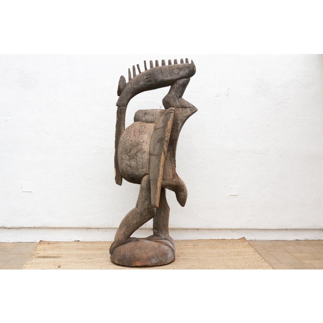 Mid-Century Modern The Striding Ancestor 82" Large Senufo Hornbill in Oxidized Gray For Sale - Image 3 of 12