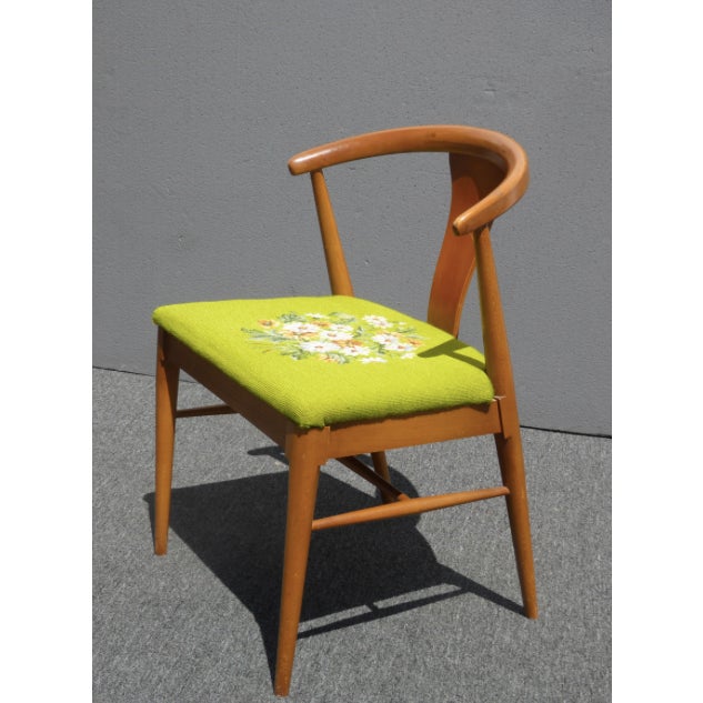 Vintage Mid Century Danish Modern Style Green Floral ...