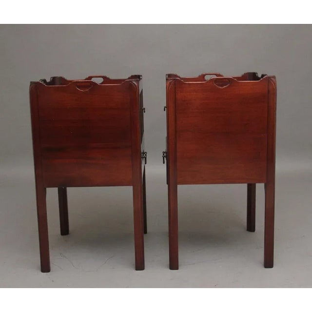 Georgian Mahogany Tray Top Bedside Cabinets, 1960s, Set of 2 For Sale - Image 4 of 10