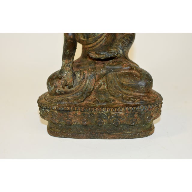 Smiling Young Buddha Statue Bronze Antique For Sale - Image 9 of 13