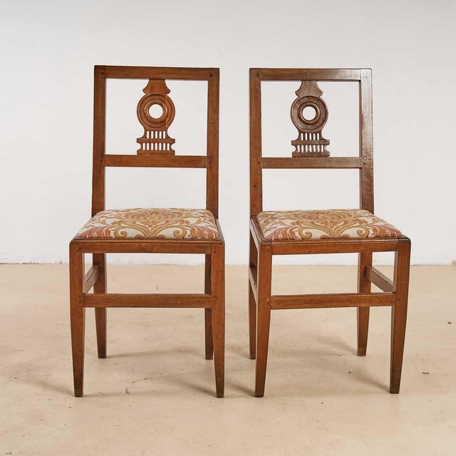 Neoclassical Walnut Chairs, Set of 2 For Sale - Image 6 of 6