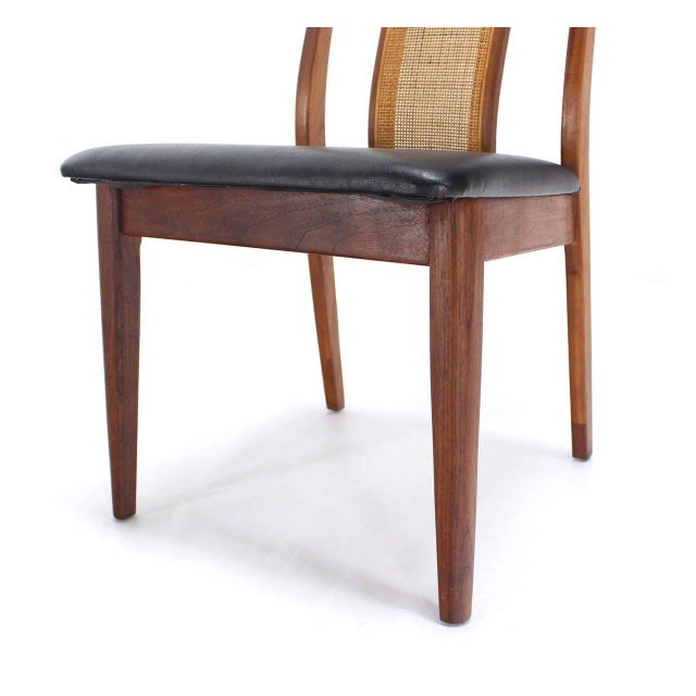 Set 4 Danish Mid-Century Modern Oiled Walnut Cane Back Side Dining Chairs MINT! For Sale - Image 6 of 9