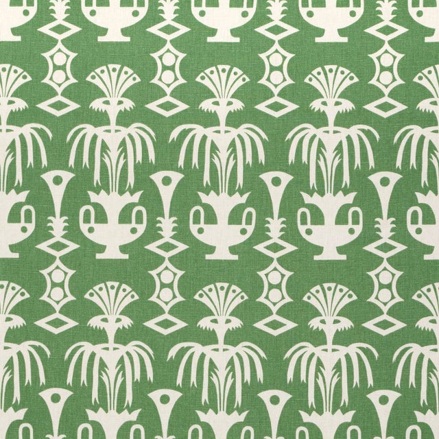 SAMPLE - Schumacher X Drusus Tabor Fountain Grass Fabric In Green For Sale