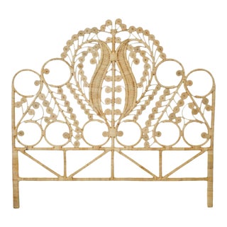 Natural Wicker Palm Headboard King For Sale