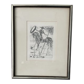 Original Framed Etching of Don Quixote After Salvador Dali, Signed in Plate. For Sale