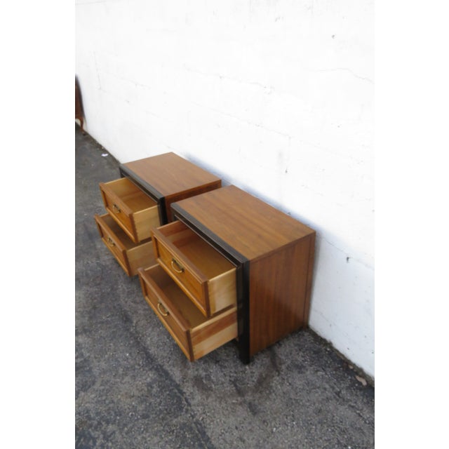 Brown Late 20th Century Hollywood Regency Nightstands End Bedside Tables a Pair For Sale - Image 8 of 18