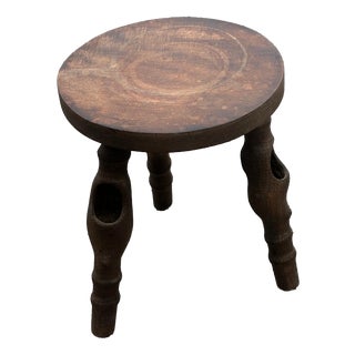 Sculptural Tripod Stool by Gabriel Lucas, Brittany, 1970 For Sale