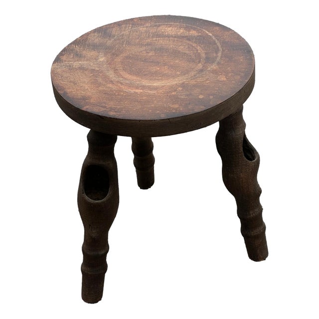 Sculptural Tripod Stool by Gabriel Lucas, Brittany, 1970 For Sale