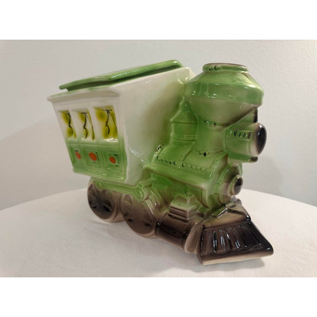 American 1950s Maurice of California Green & White Ceramic Train Cookie Jar For Sale - Image 3 of 12