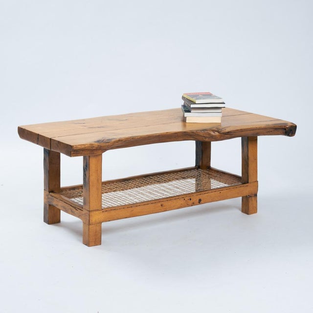 Oak Coffee Table with Lower Rope Shelf, 1970s For Sale - Image 4 of 18