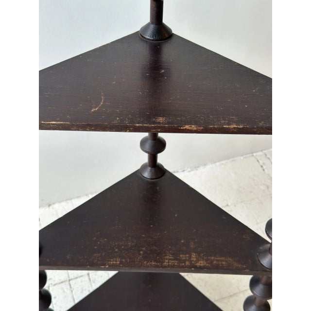 Antique Ebonized Tiered Spool Corner Shelf With Exaggerated Finials, Circa Late 19th Century For Sale - Image 13 of 18