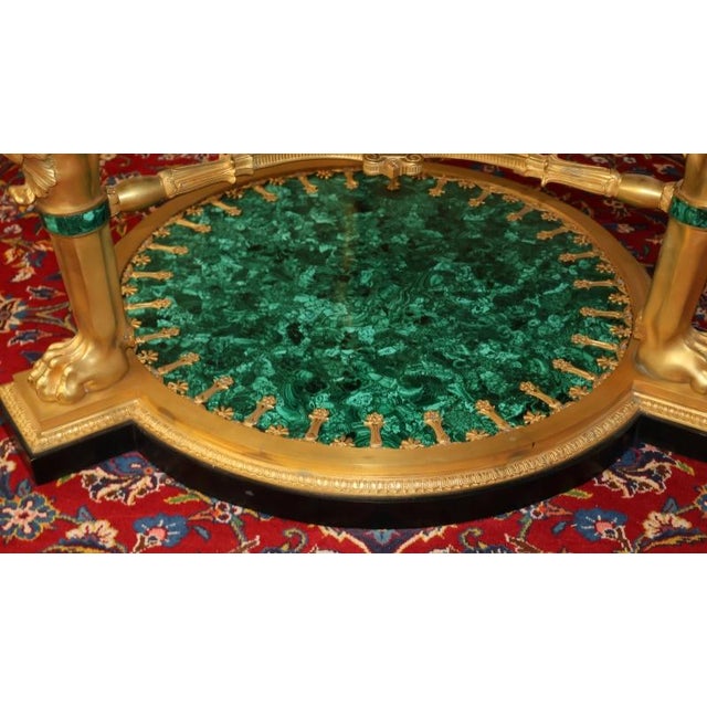 Mid 20th Century Russian Empire Style Gilt Bronze & Malachite Griffin Center Table For Sale - Image 9 of 18