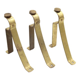 Set of Vintage Brass Curtain Rod Brackets For Sale